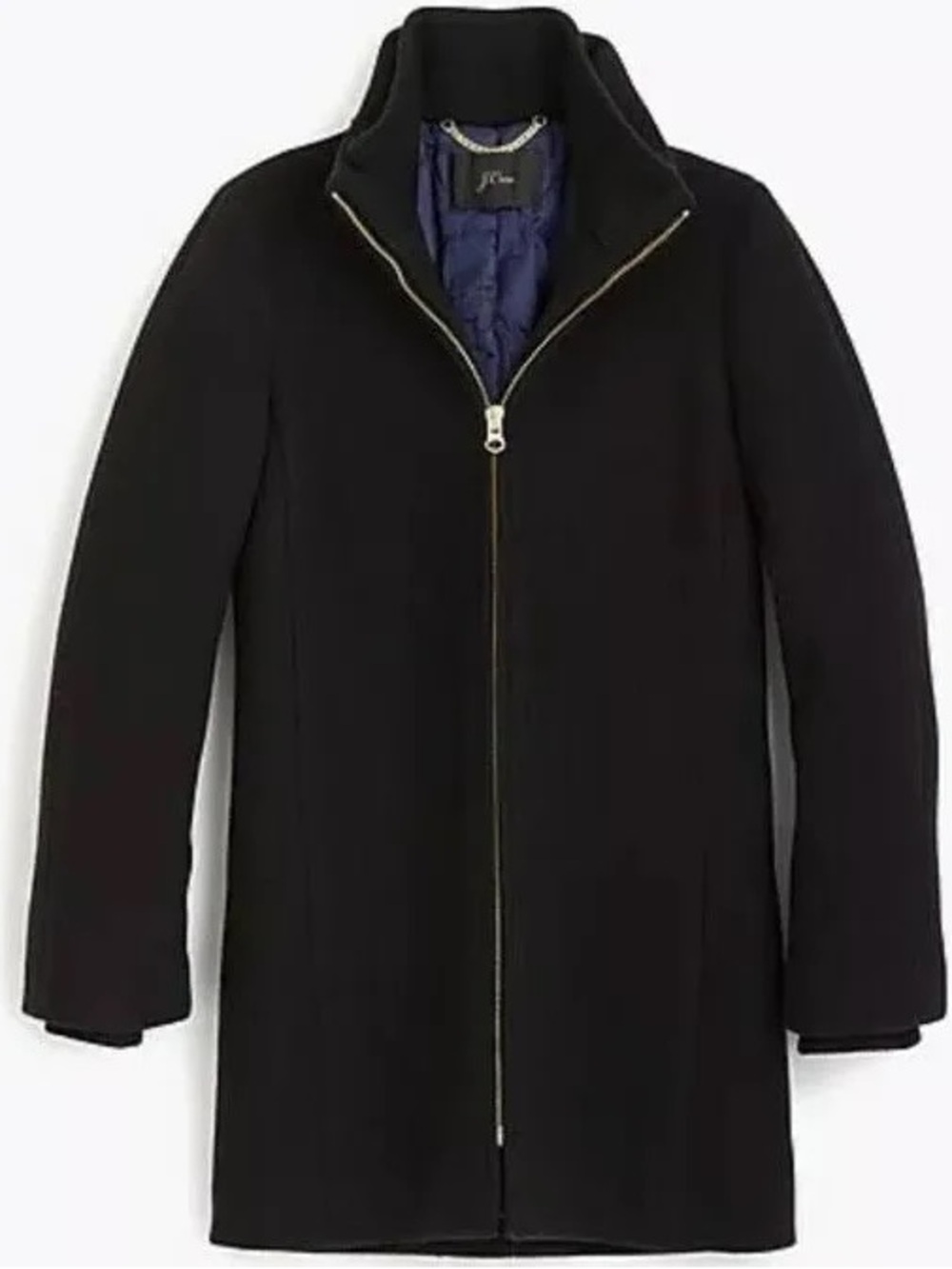 NWOT J.Crew Black Lodge Coat in Italian Stadium Cloth Size 12